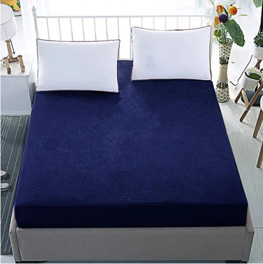 Blue Terry Cotton Waterproof Mattress Protector King Size 72x78