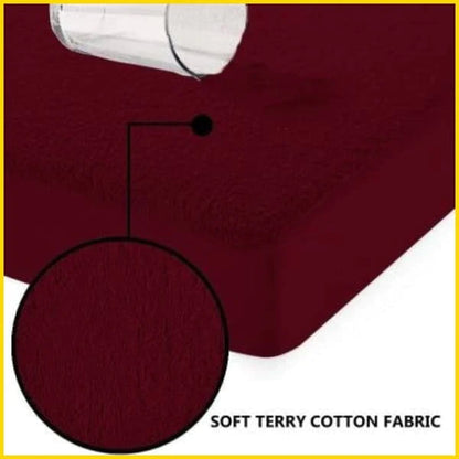 Maroon Terry Cotton Waterproof Mattress Protector King Size 72x78